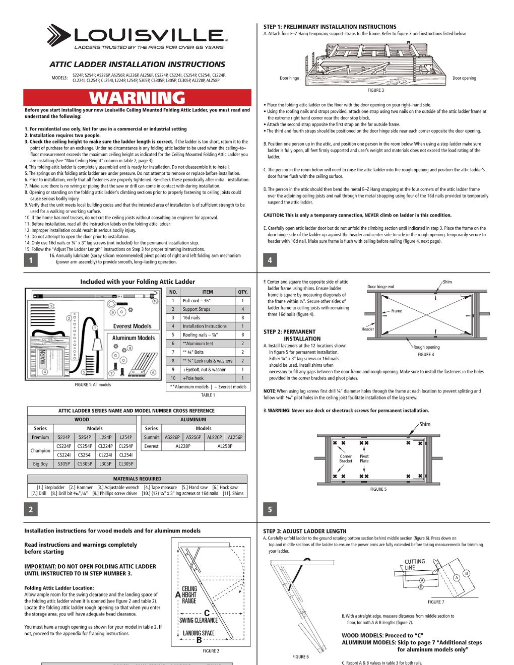 AL228P and AL258P Attic Ladders Installation Instructions Marketing Material Image