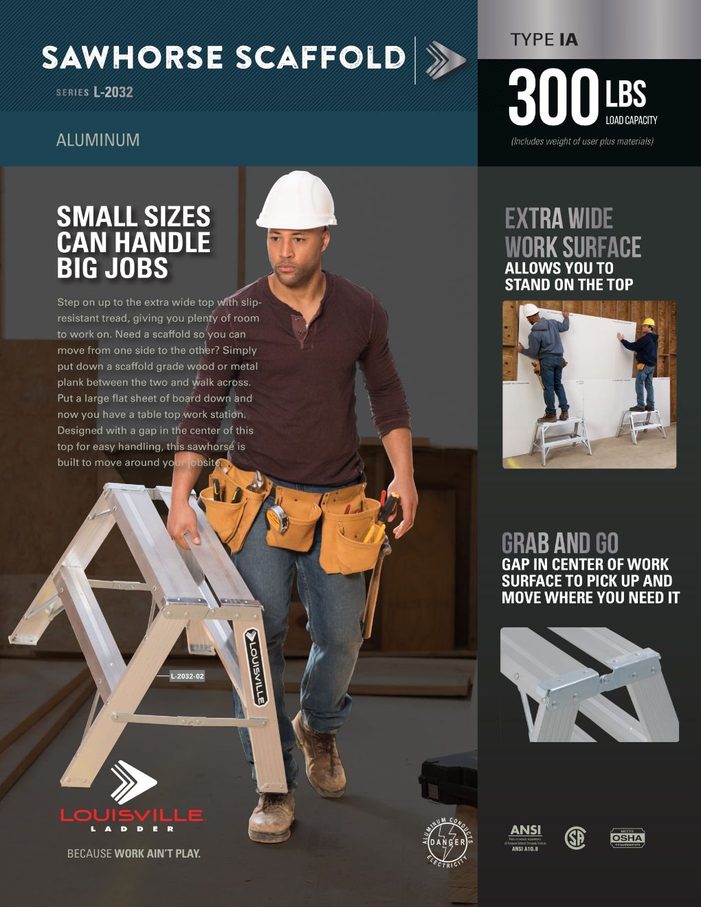 L-2032 Sawhorse Ladder Flyer and Spec Sheet Marketing Material Image